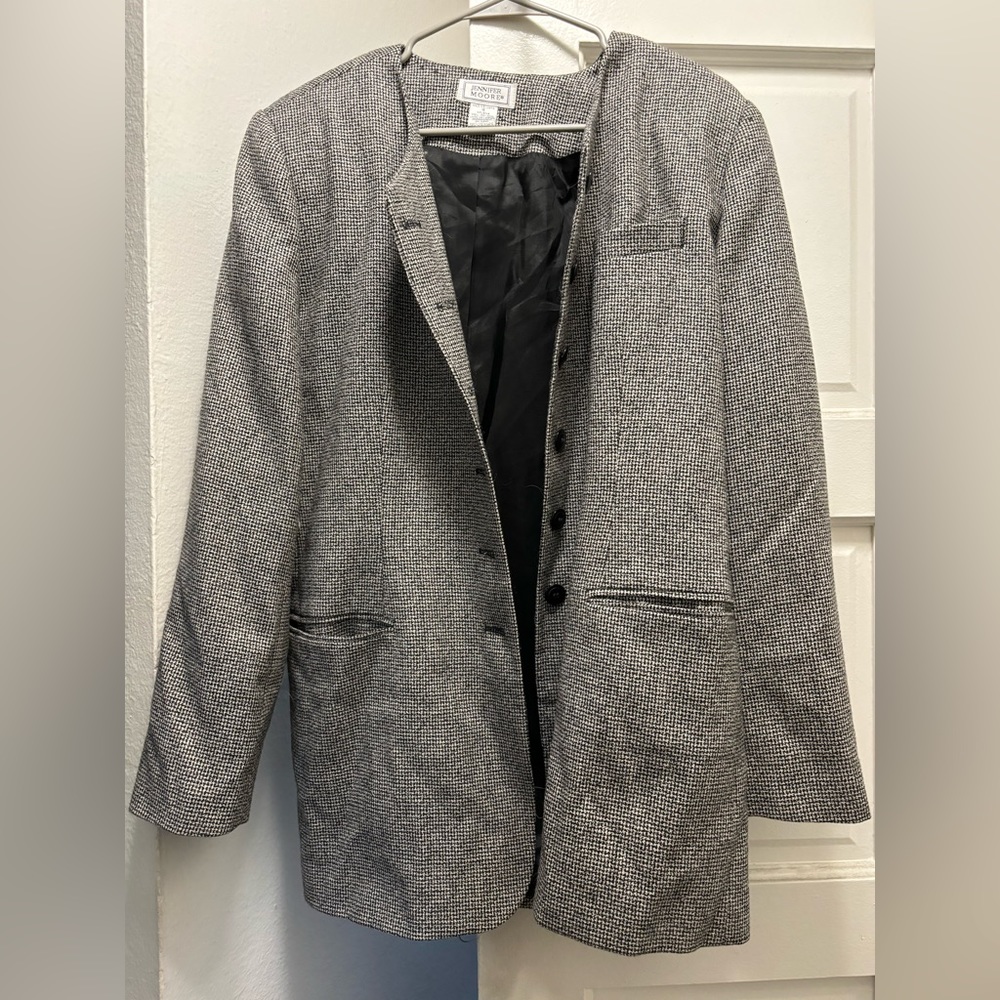 Jennifer Moore black & white wool blazer, size 16